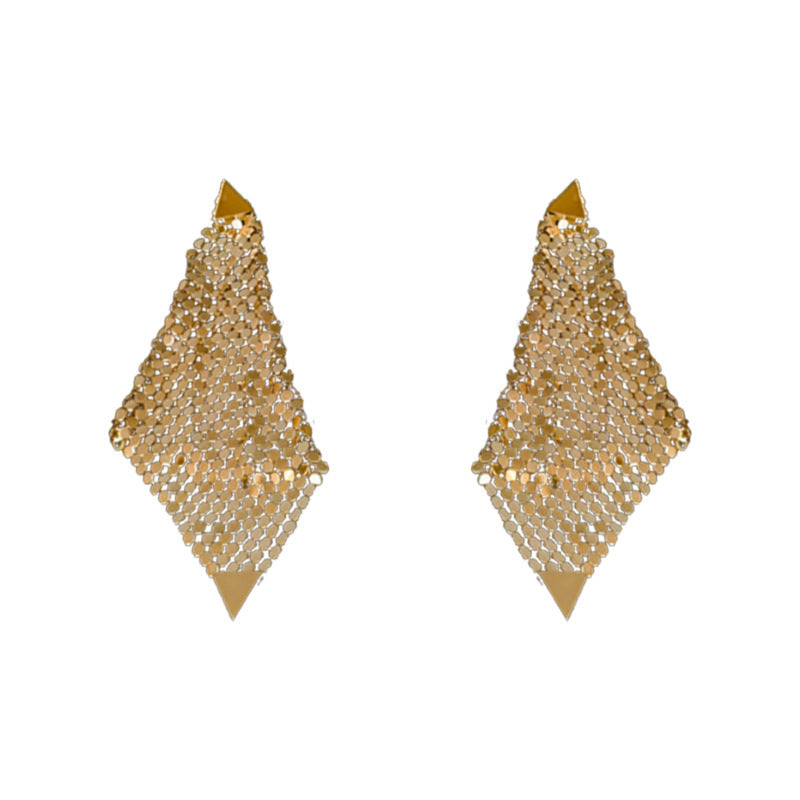 Silver Needle Triangle Sequins Irregular Earrings