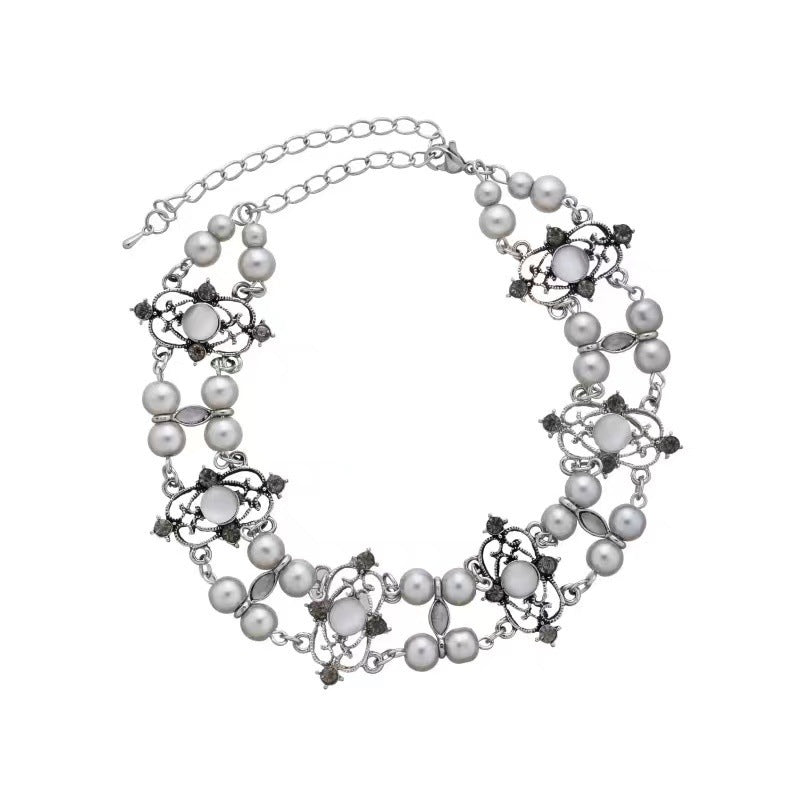 Y2k Sweet Cool Crystal Pearl Necklace Niche Light Luxury