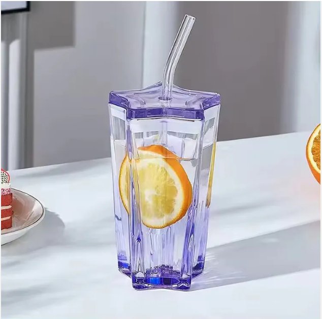 Glass Tumbler Mug with Lid